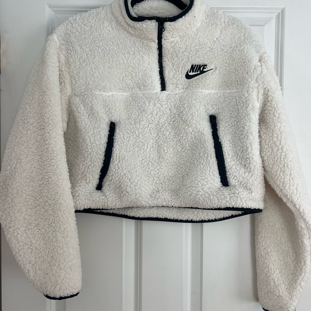 Nike White Sherpa Fleece Pullover